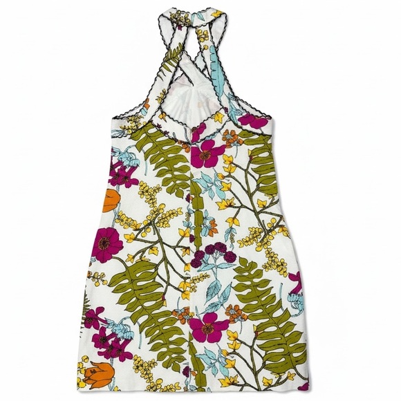 Trina Turk Aptos Halter Neck Floral Print Shift Dress White Multicolor Size 10 - Picture 6 of 10